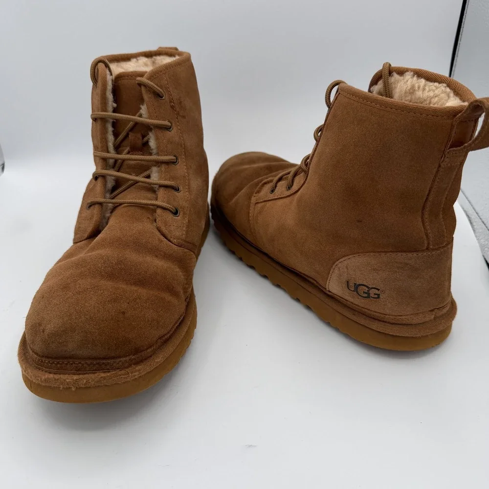 UGG Neumel Boots Mens Size 12 Good Chestnut Suede Lace Up Chukka